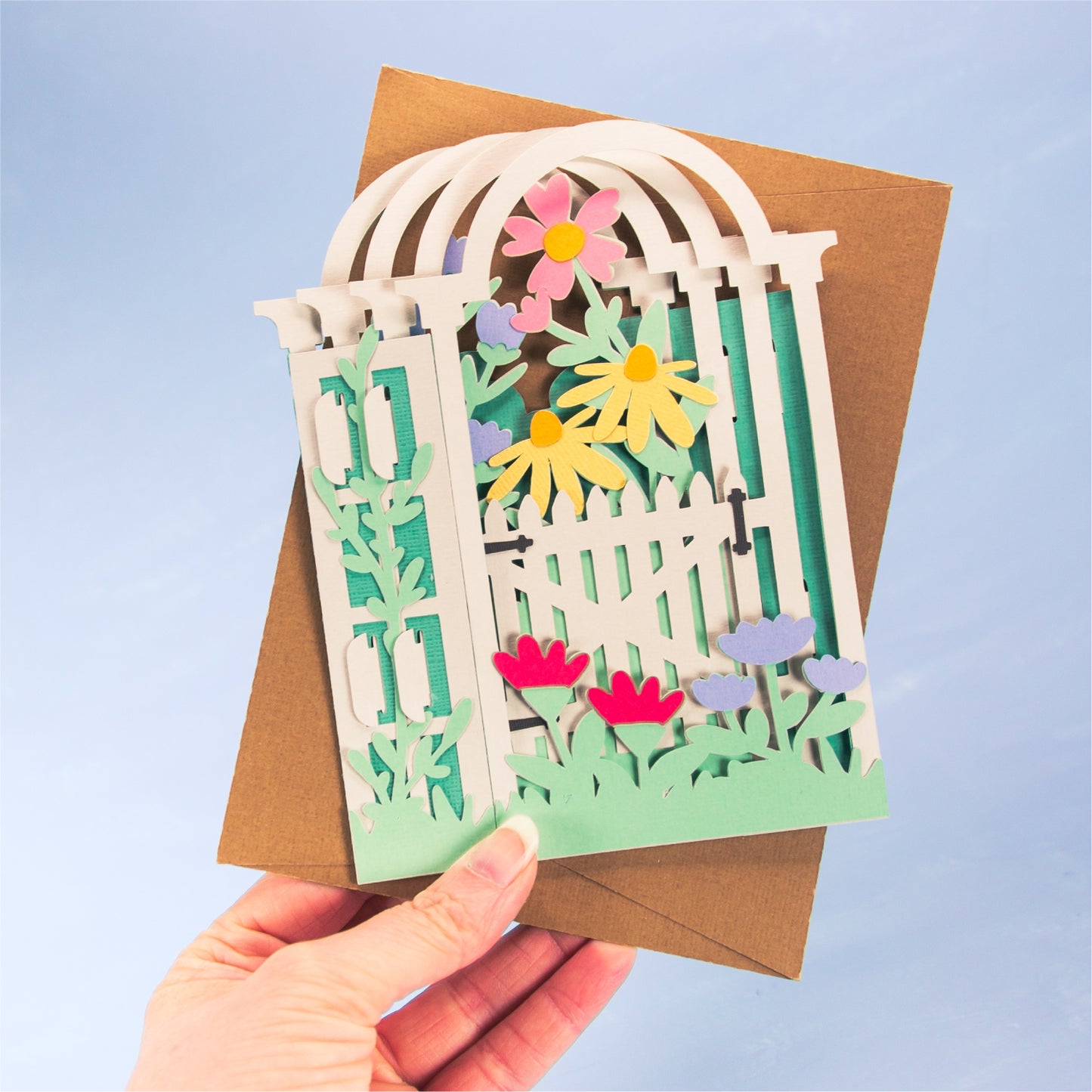 Wildflower Garden Arbor Card - 3D Card SVG