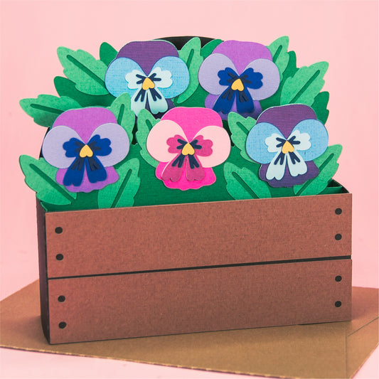 Garden Box with Pansies Card - Spring Card SVG