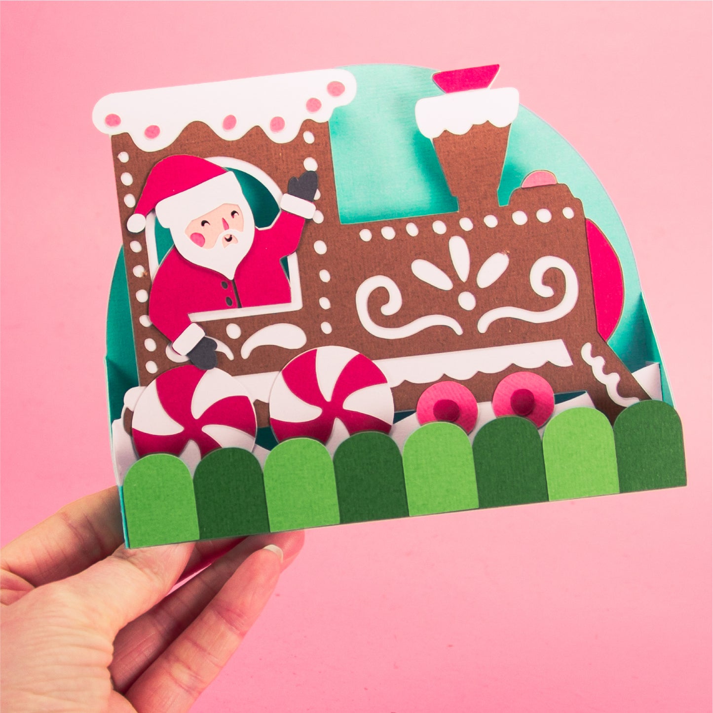 Gingerbread Train Card - 3D Christmas Card SVG