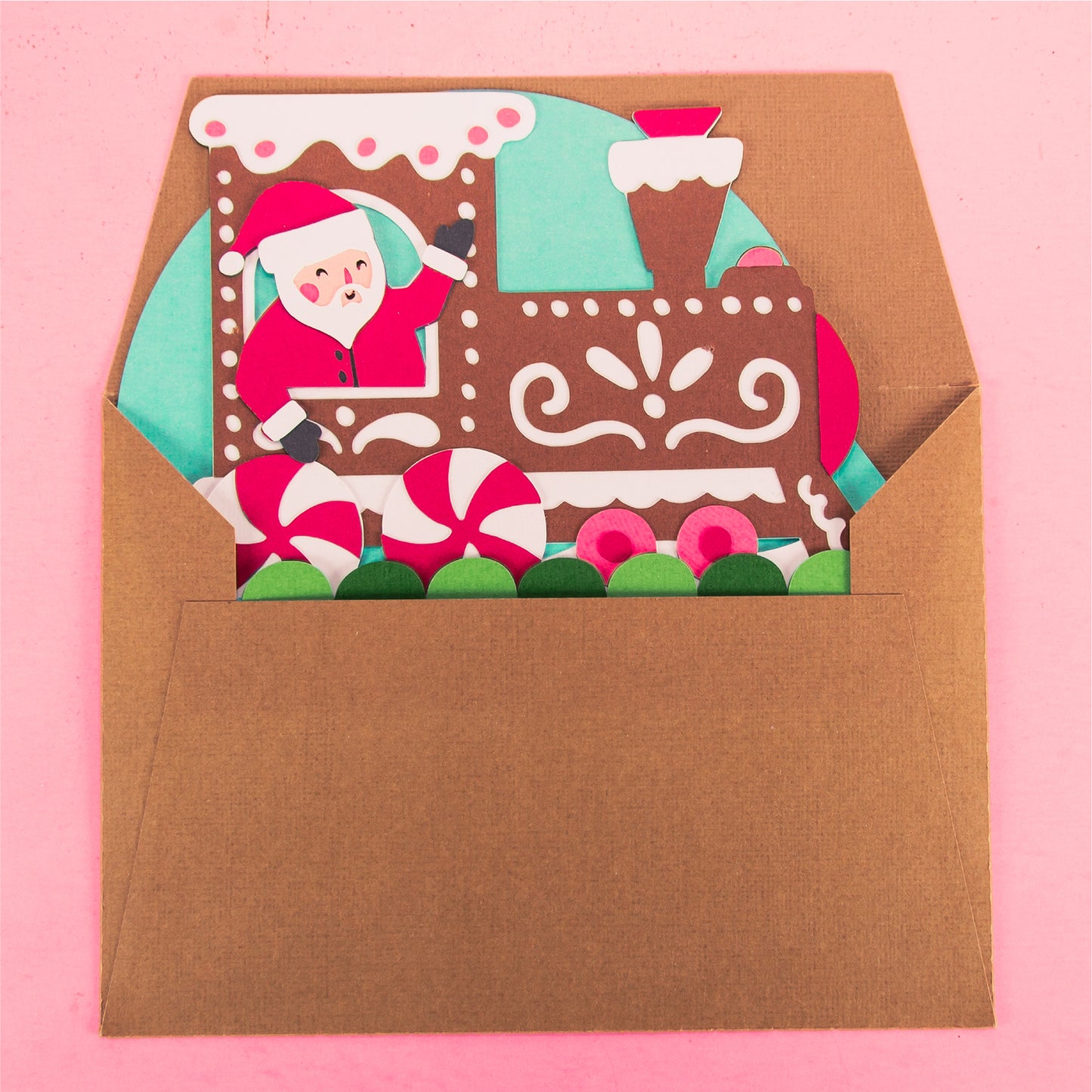 Gingerbread Train Card - 3D Christmas Card SVG