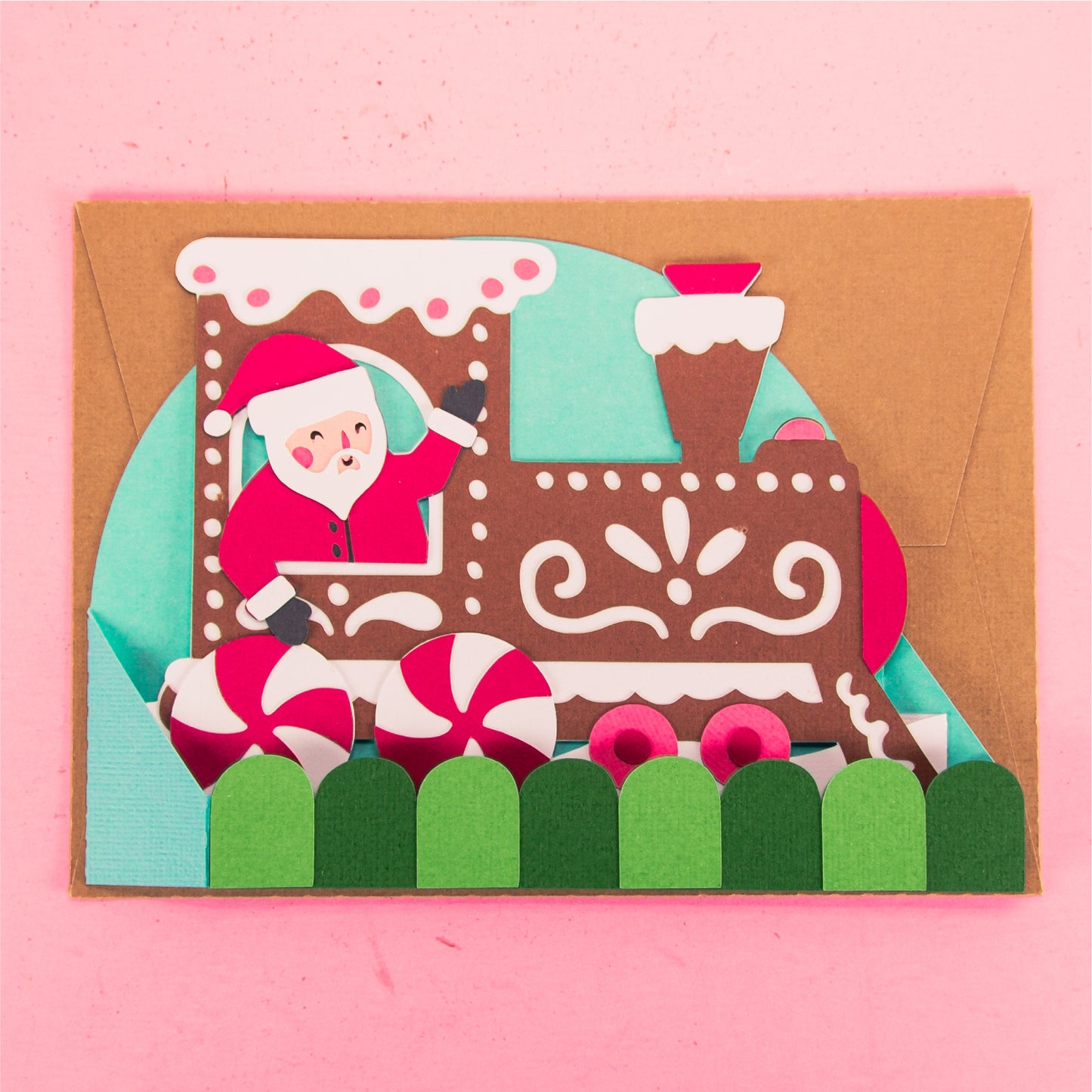 Gingerbread Train Card - 3D Christmas Card SVG