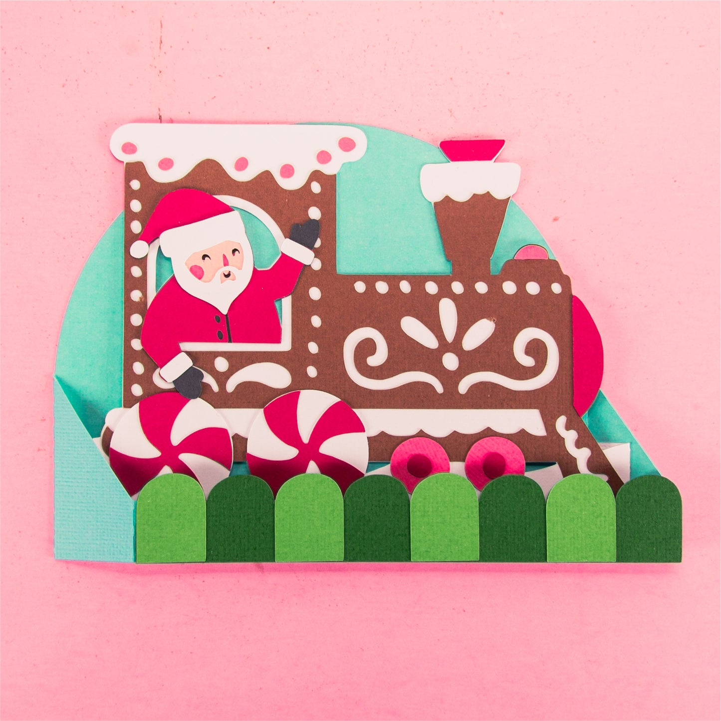 Gingerbread Train Card - 3D Christmas Card SVG