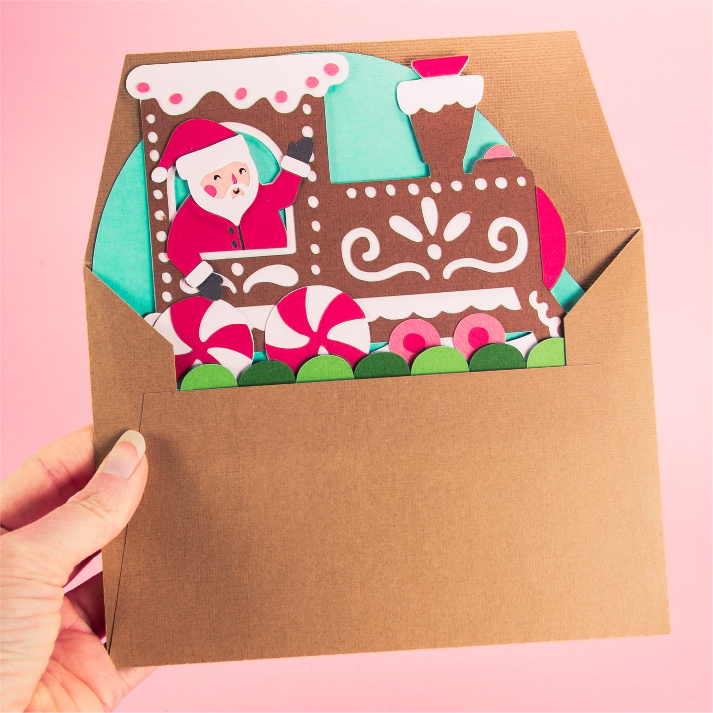 Gingerbread Train Card - 3D Christmas Card SVG