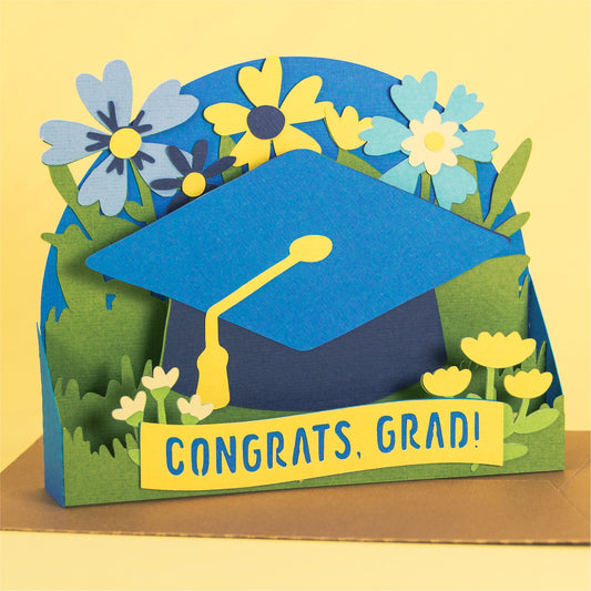 Grad Cap with Flowers Card - Graduation Card SVG
