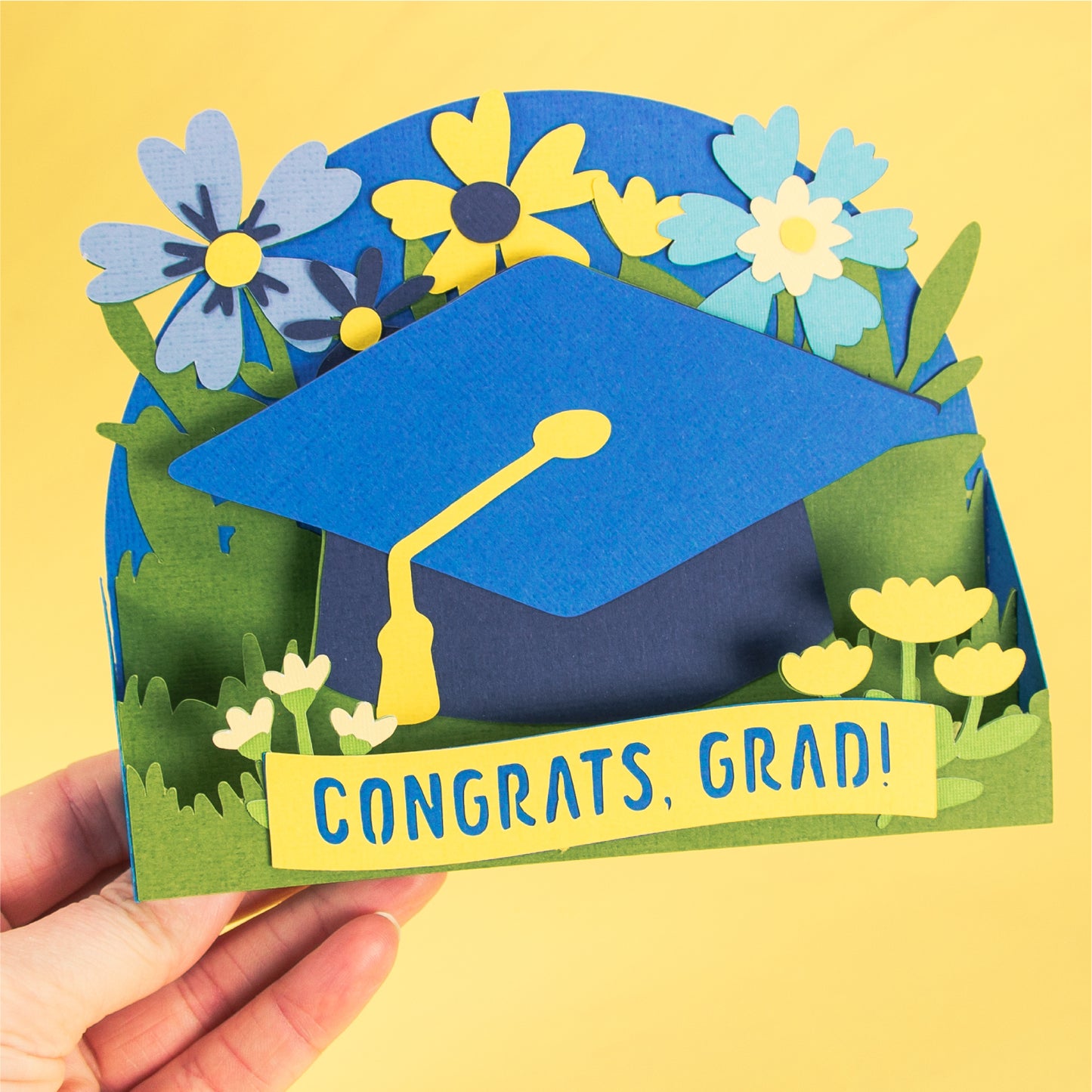 Grad Cap with Flowers Card - Graduation Card SVG