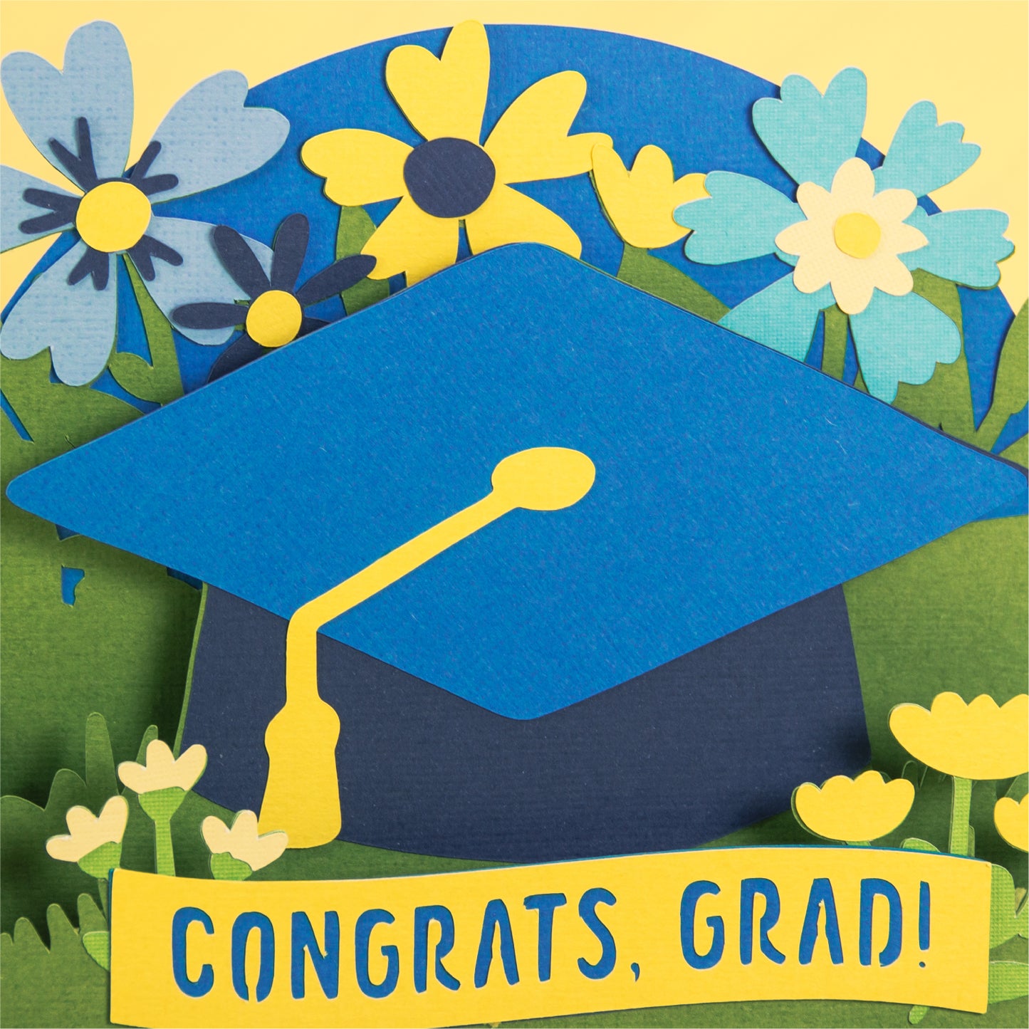 Grad Cap with Flowers Card - Graduation Card SVG