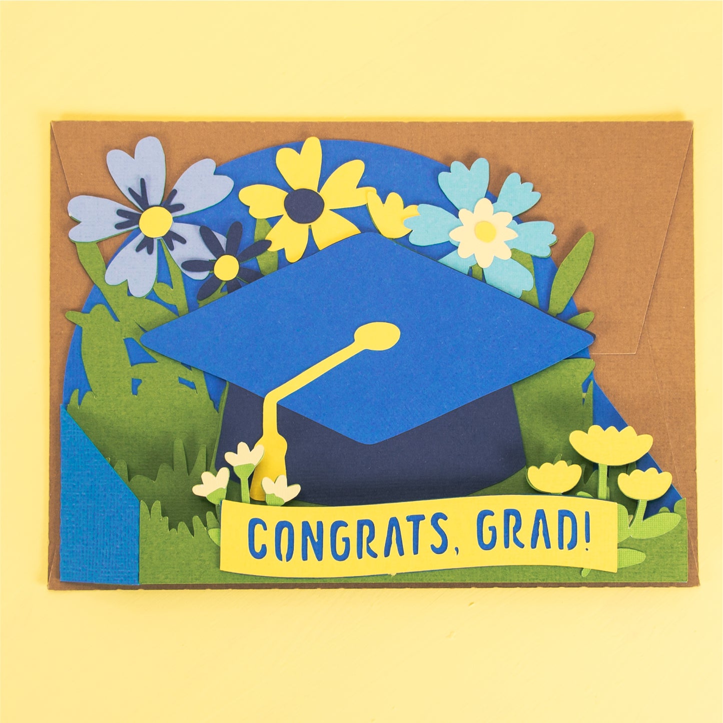Grad Cap with Flowers Card - Graduation Card SVG