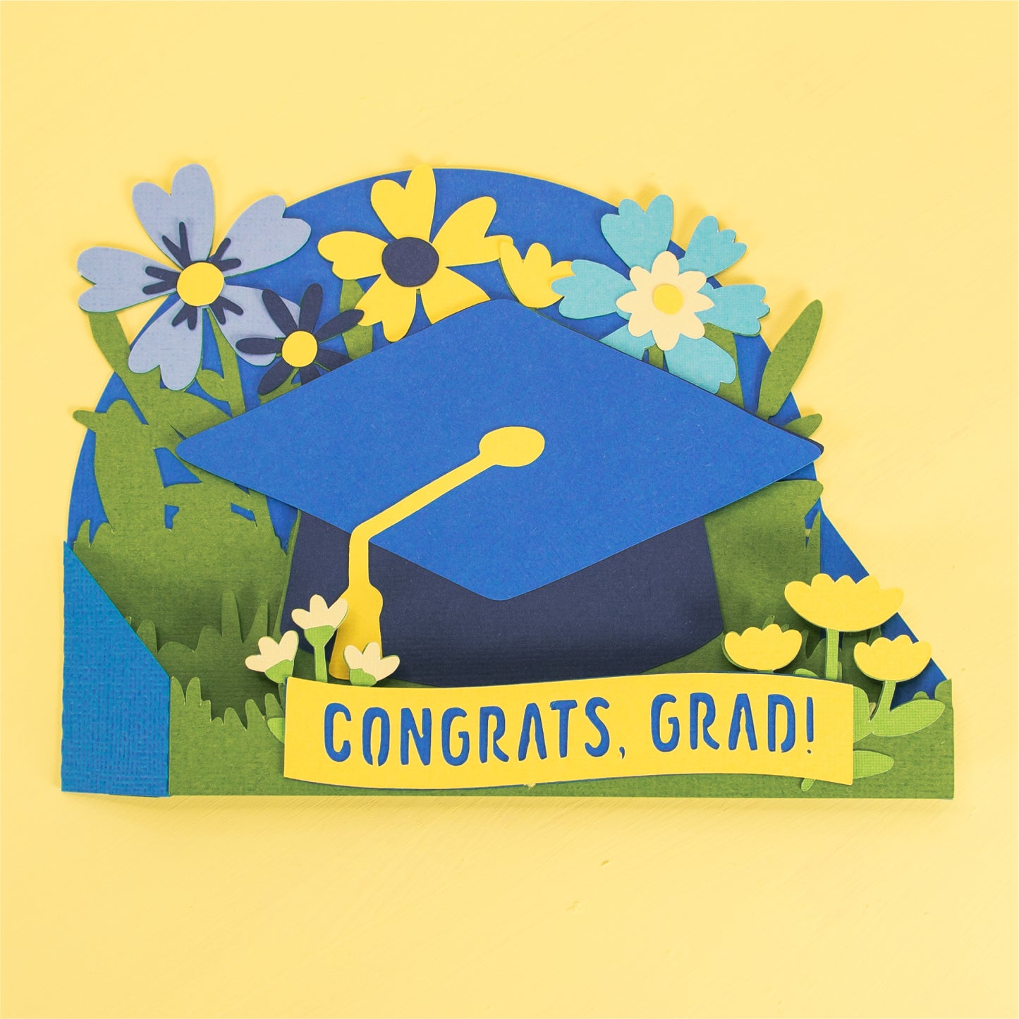 Grad Cap with Flowers Card - Graduation Card SVG