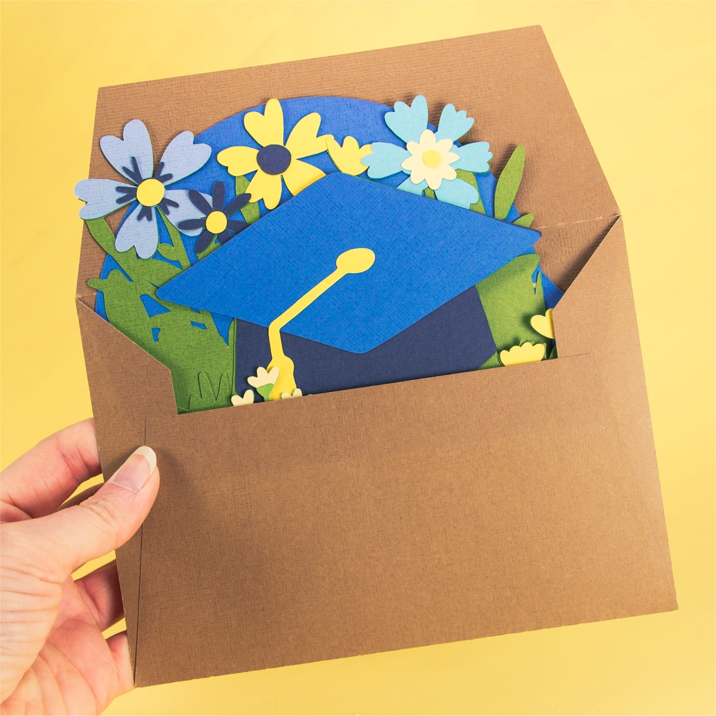 Grad Cap with Flowers Card - Graduation Card SVG