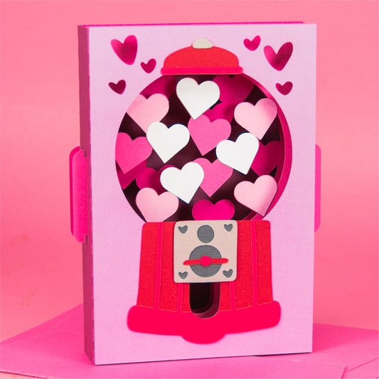 Heart Gumball Machine Card - 3D Valentine’s Day Card SVG