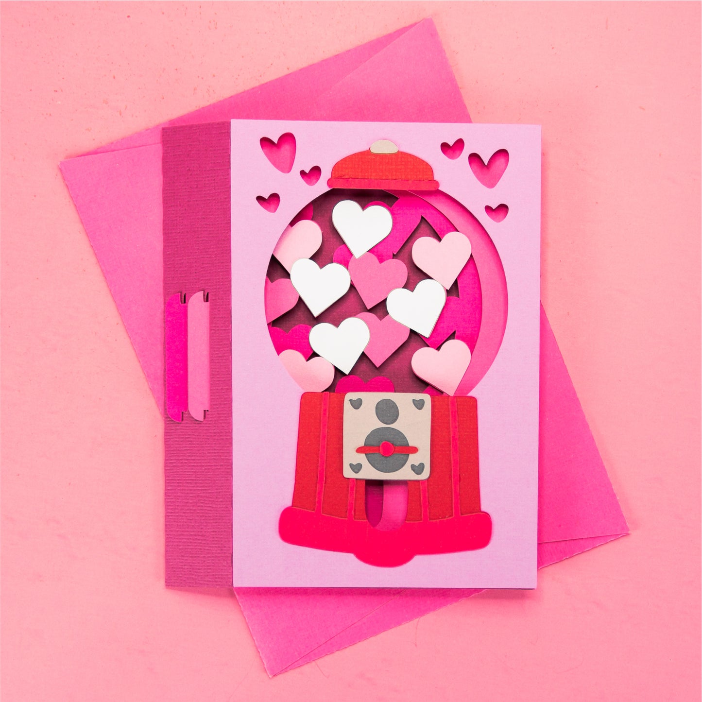 Heart Gumball Machine Card - 3D Valentine’s Day Card SVG