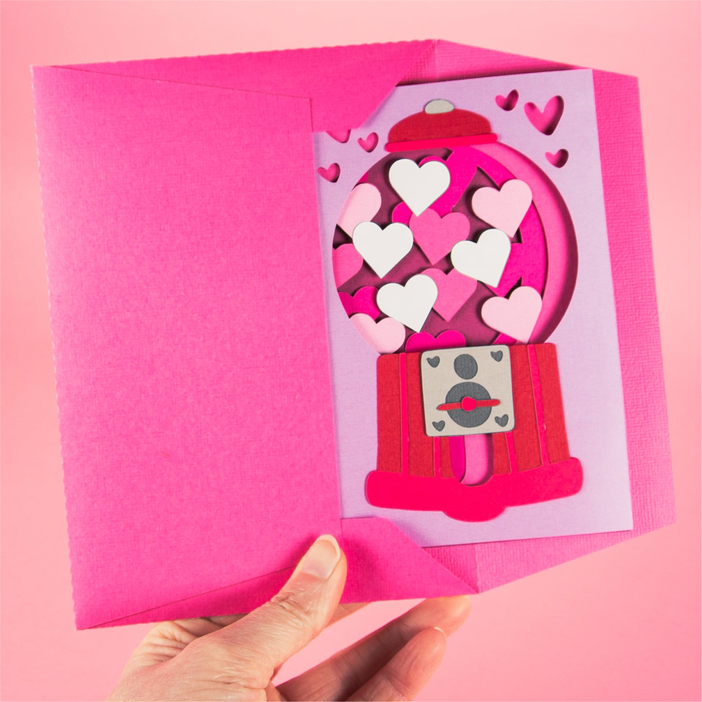 Heart Gumball Machine Card - 3D Valentine’s Day Card SVG