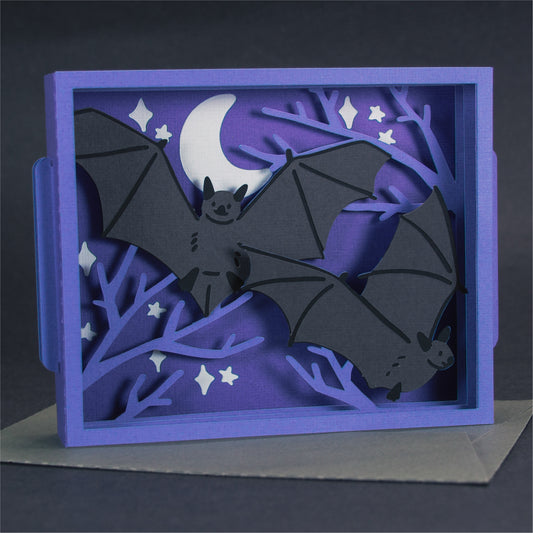 Halloween Bats Card - 3D Halloween SVG