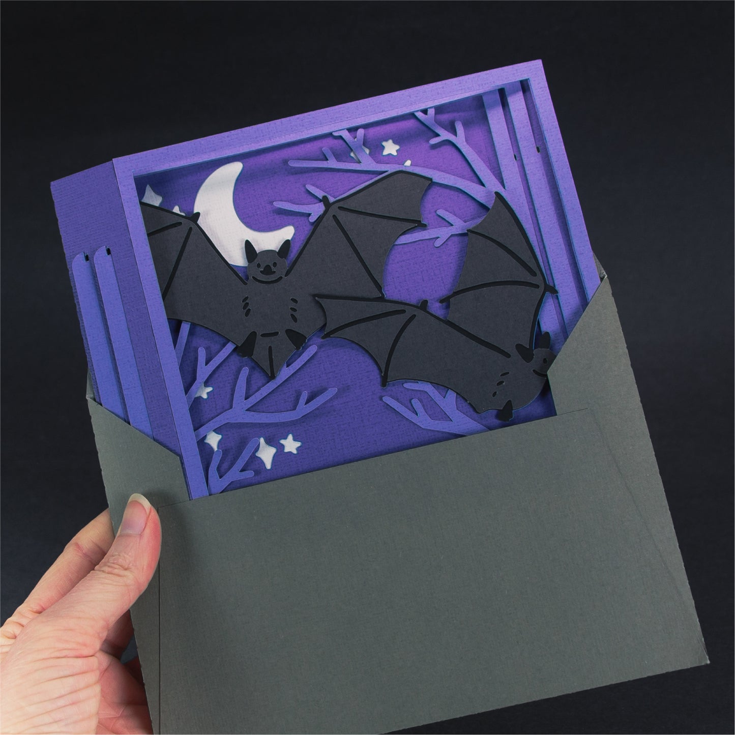 Halloween Bats Card - 3D Halloween SVG