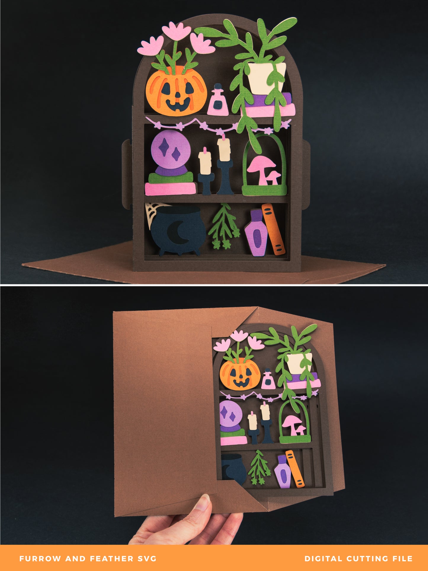 Halloween Shelf Card - 3D Halloween Card SVG