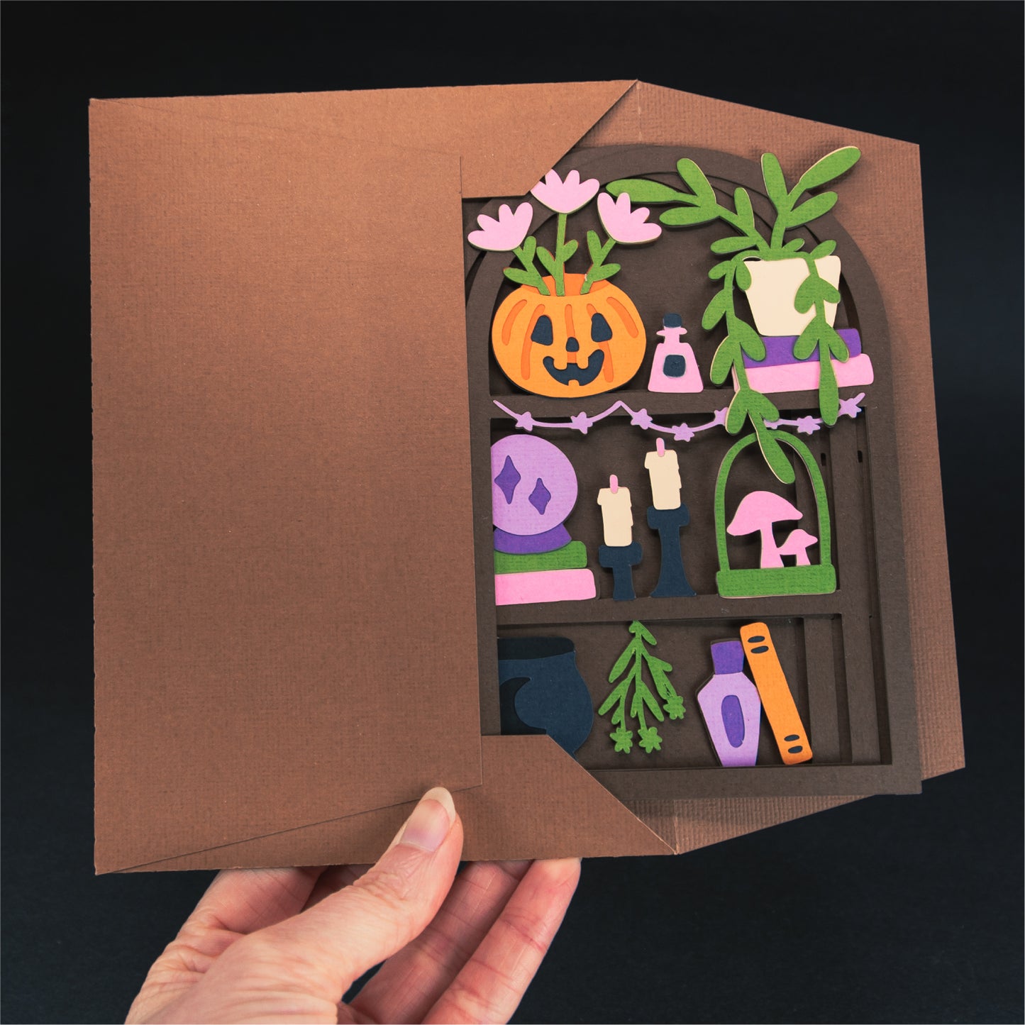 Halloween Shelf Card - 3D Halloween Card SVG