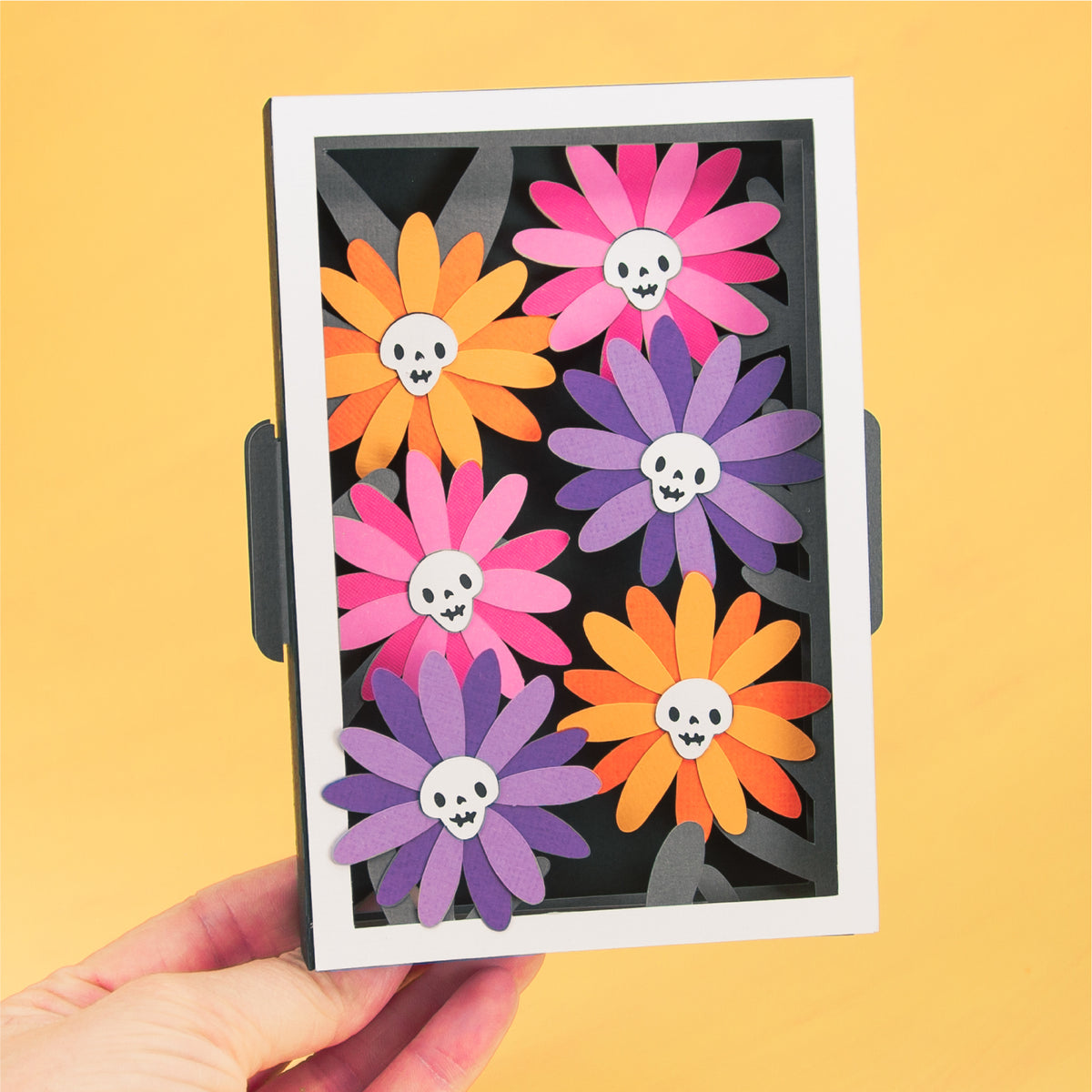 Skull Flowers Card SVG - 3D Halloween SVG