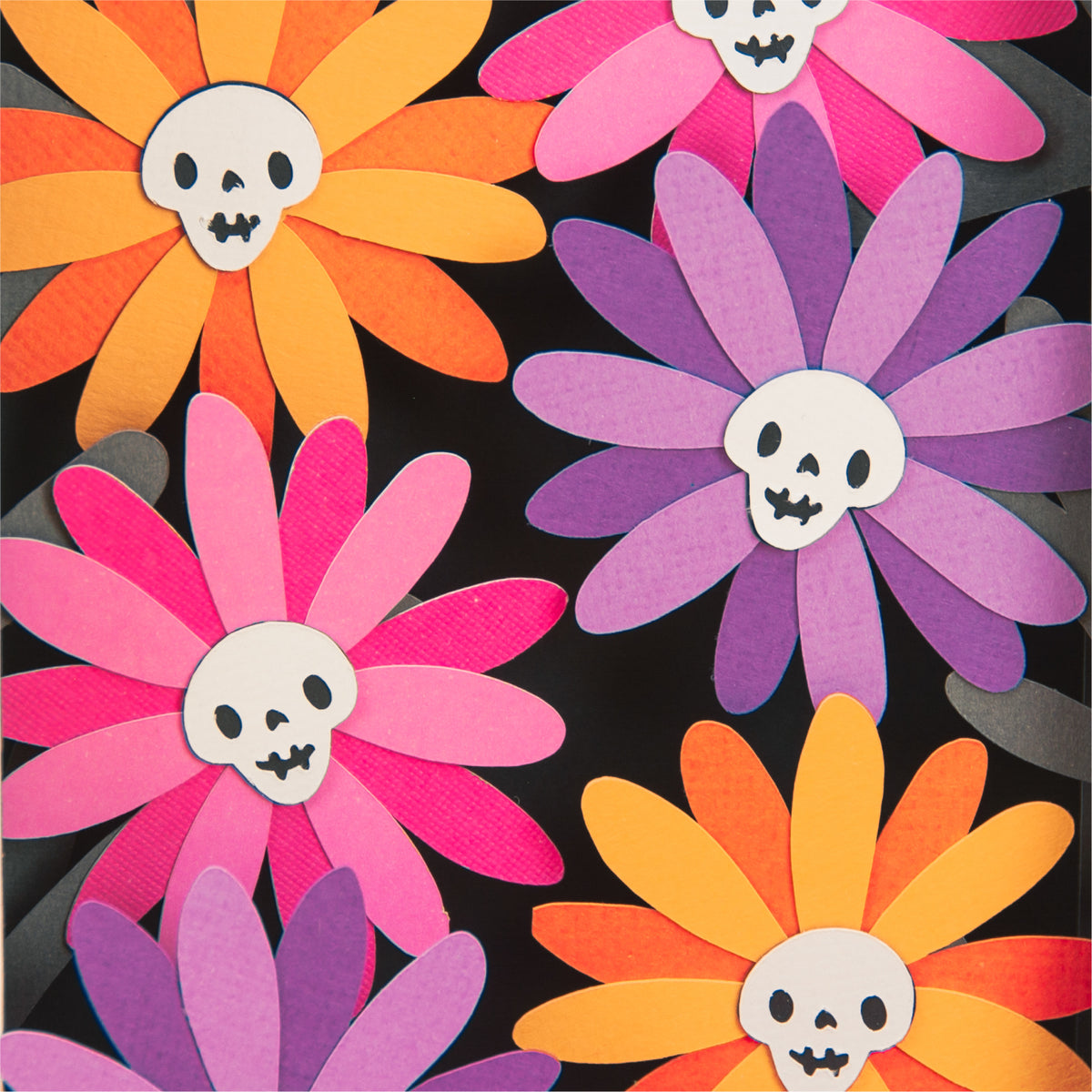 Skull Flowers Card SVG - 3D Halloween SVG