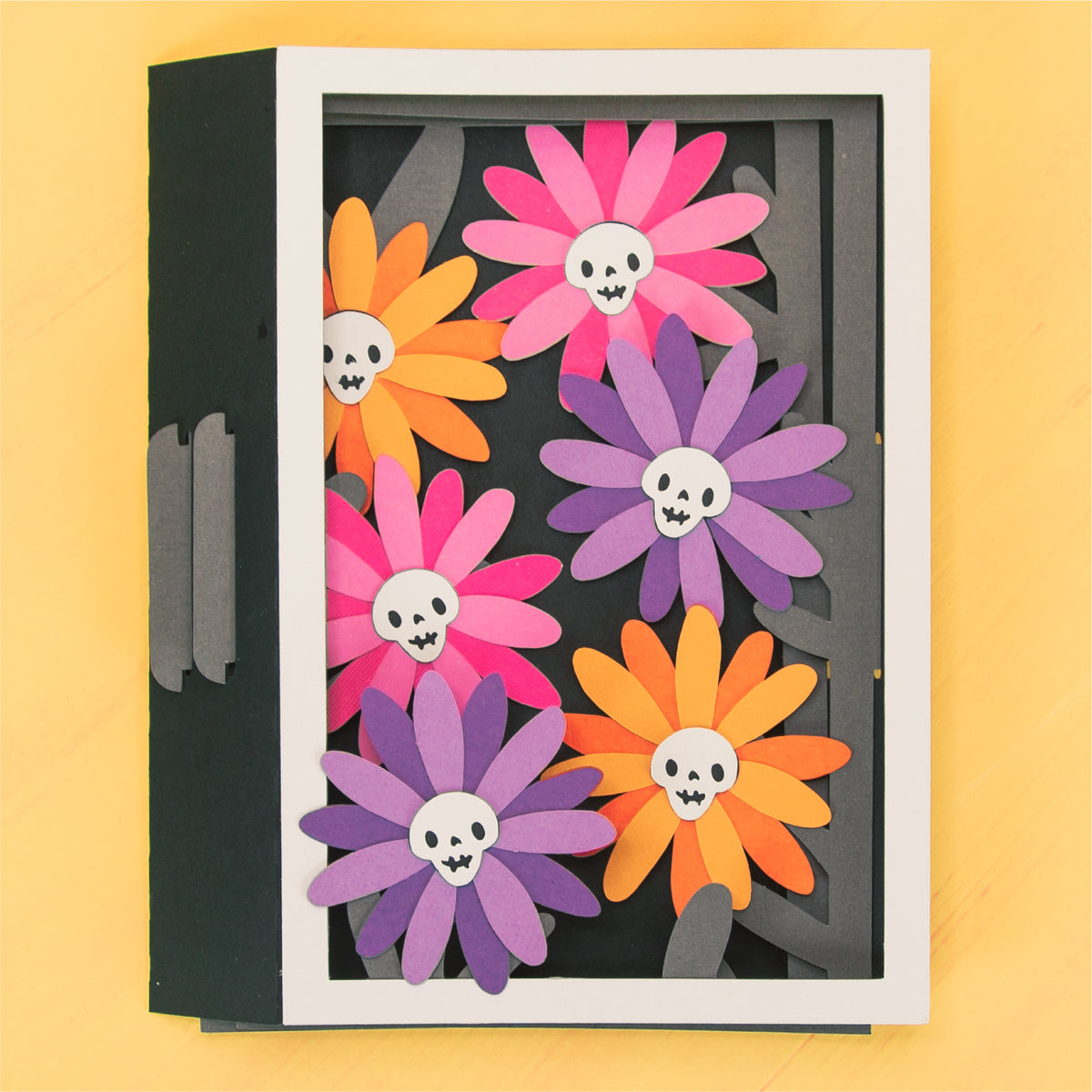 Skull Flowers Card SVG - 3D Halloween SVG