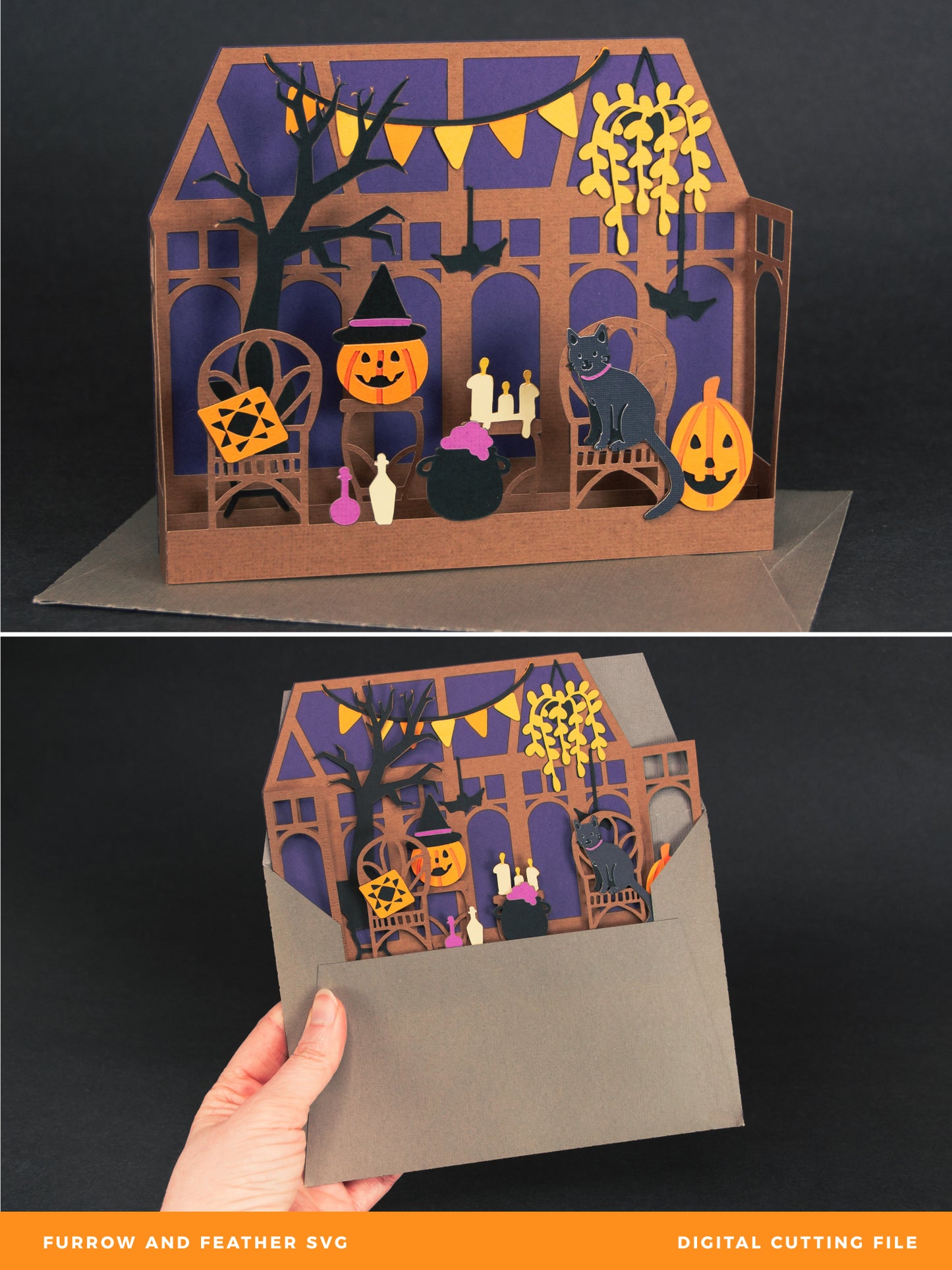 Halloween Sunroom Card - 3D Autumn Card SVG