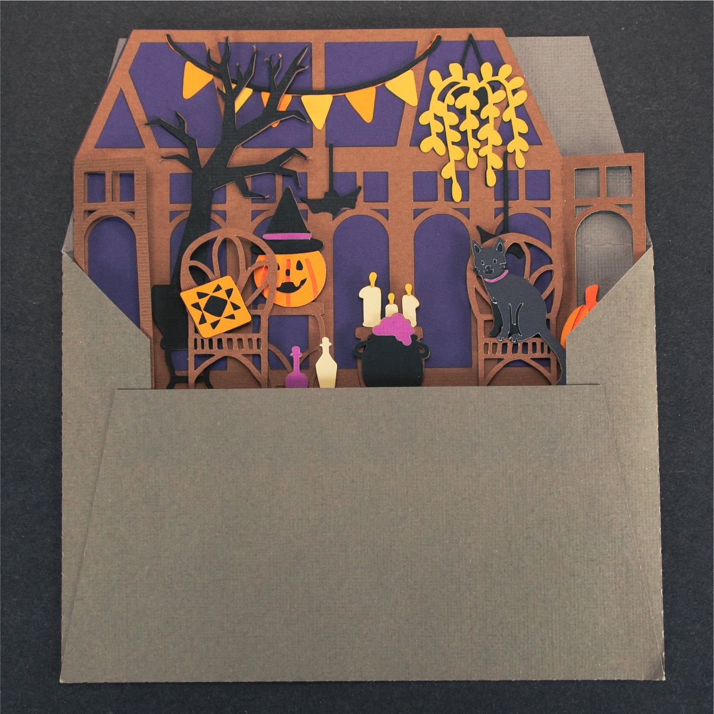 Halloween Sunroom Card - 3D Autumn Card SVG
