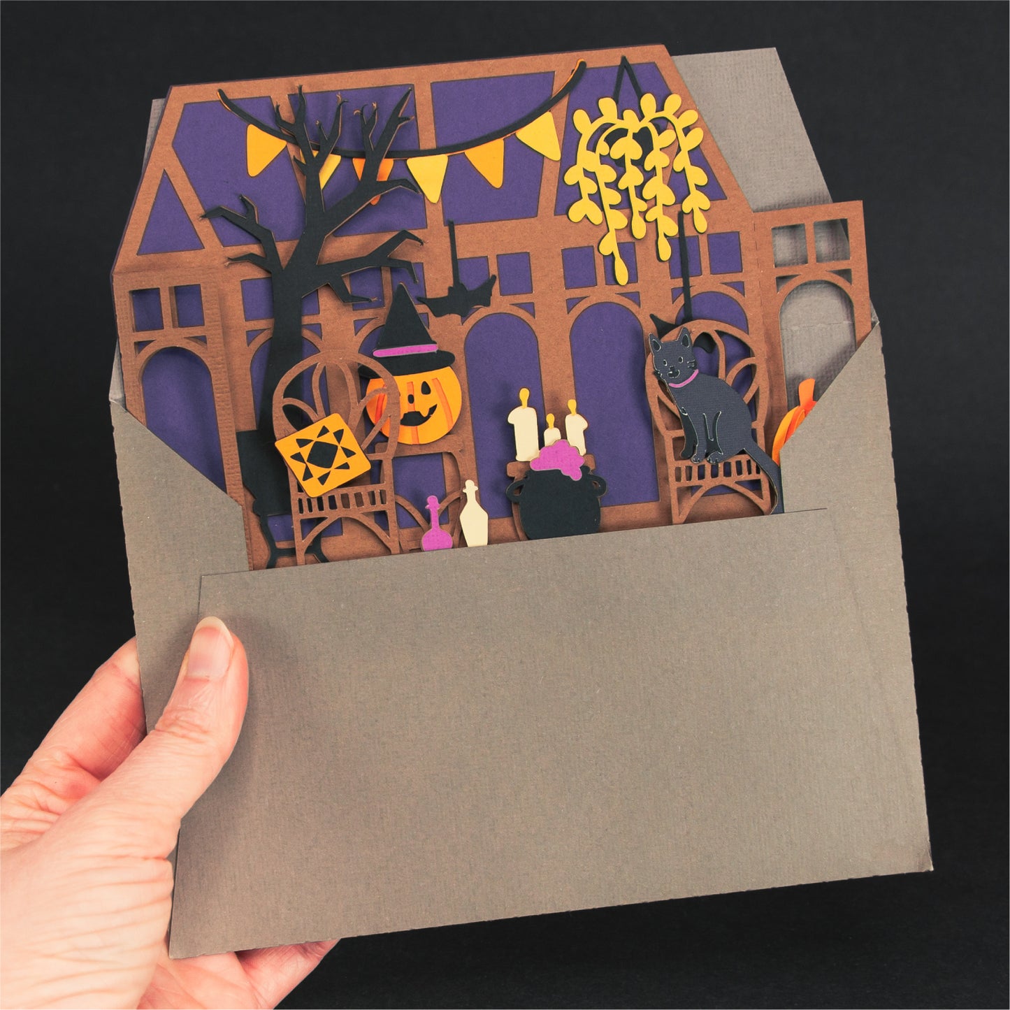 Halloween Sunroom Card - 3D Autumn Card SVG