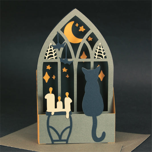 Halloween Window Card - 3D Card SVG
