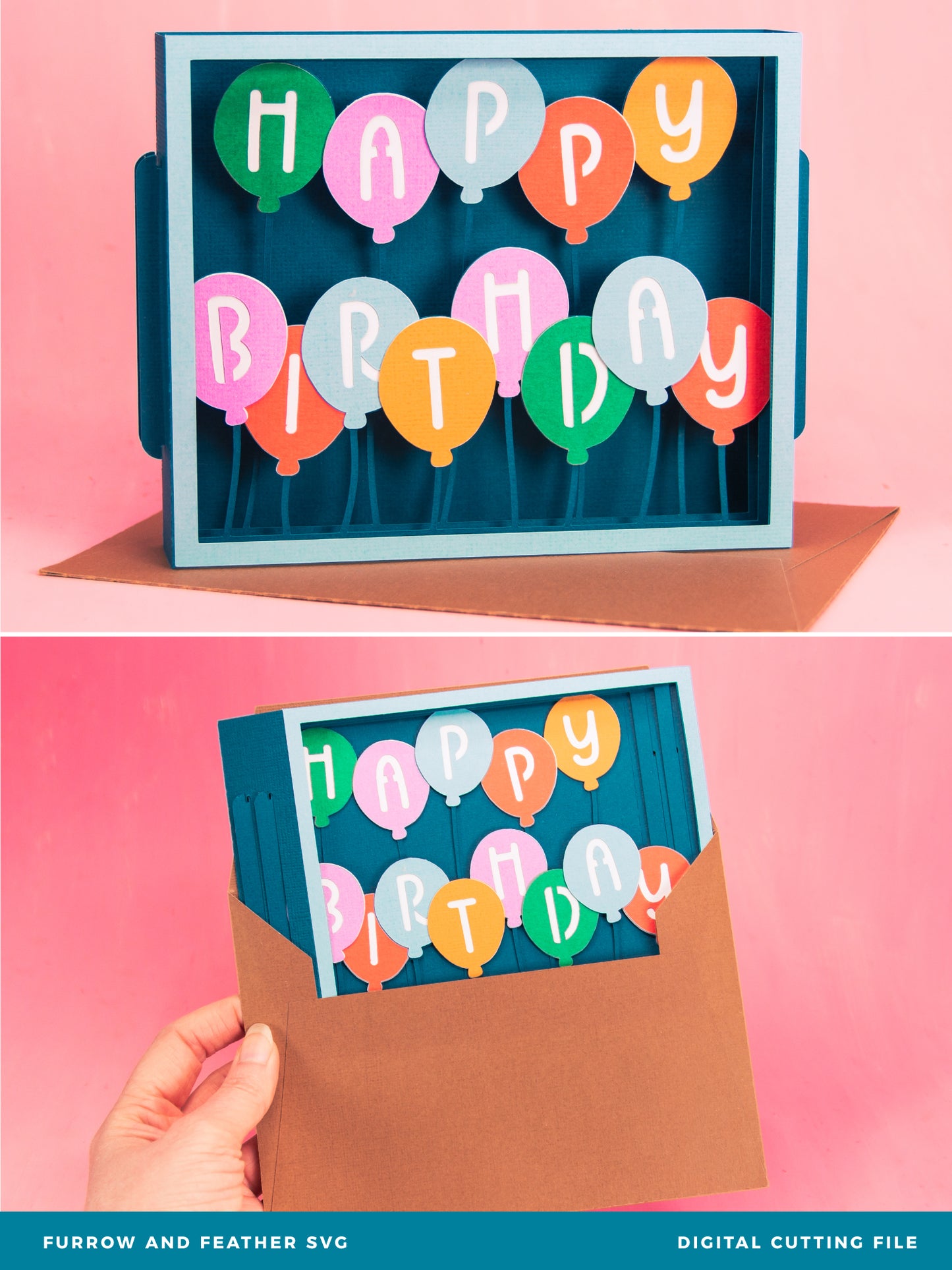 Happy Birthday Balloons Card - 3D Birthday Card SVG