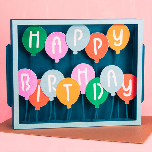 Happy Birthday Balloons Card - 3D Birthday Card SVG