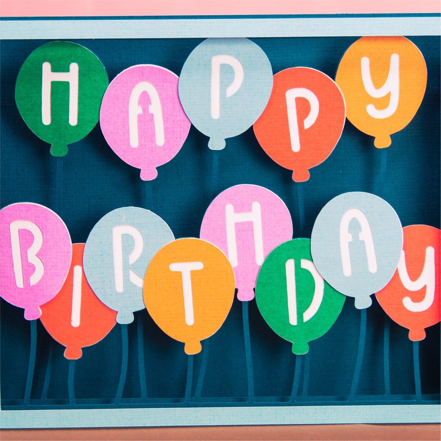 Happy Birthday Balloons Card - 3D Birthday Card SVG