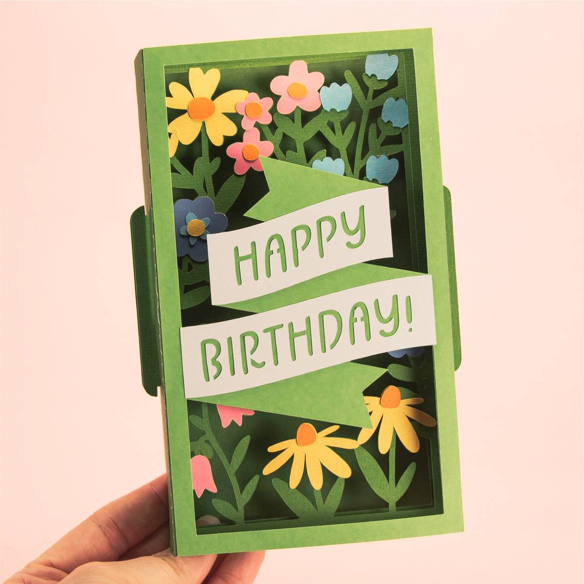 Floral Happy Birthday Card - 3D Birthday Card SVG
