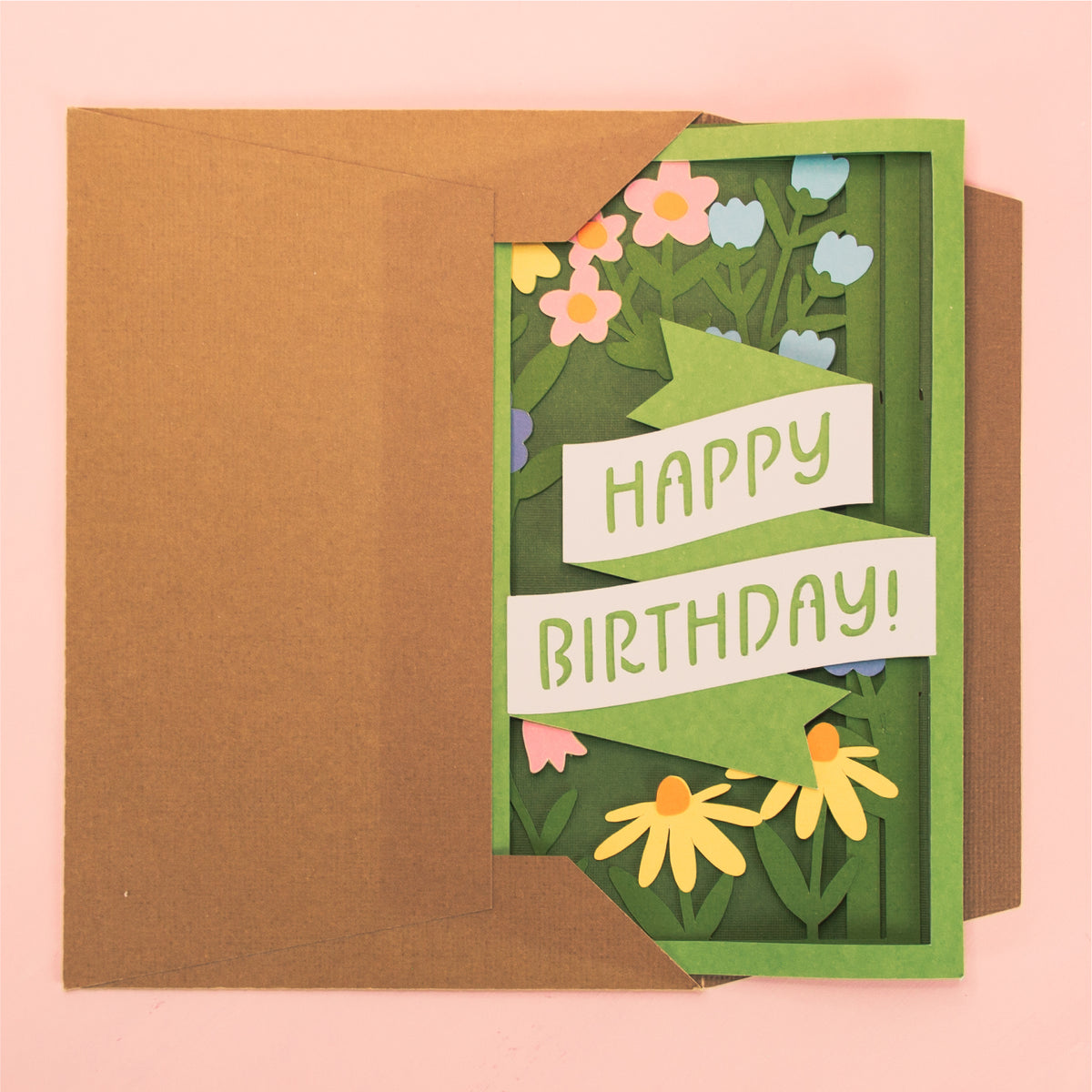 Floral Happy Birthday Card - 3D Birthday Card SVG