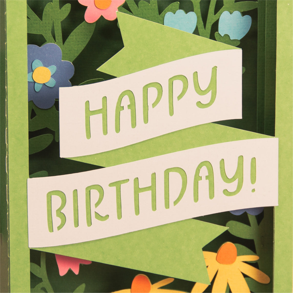 Floral Happy Birthday Card - 3D Birthday Card SVG