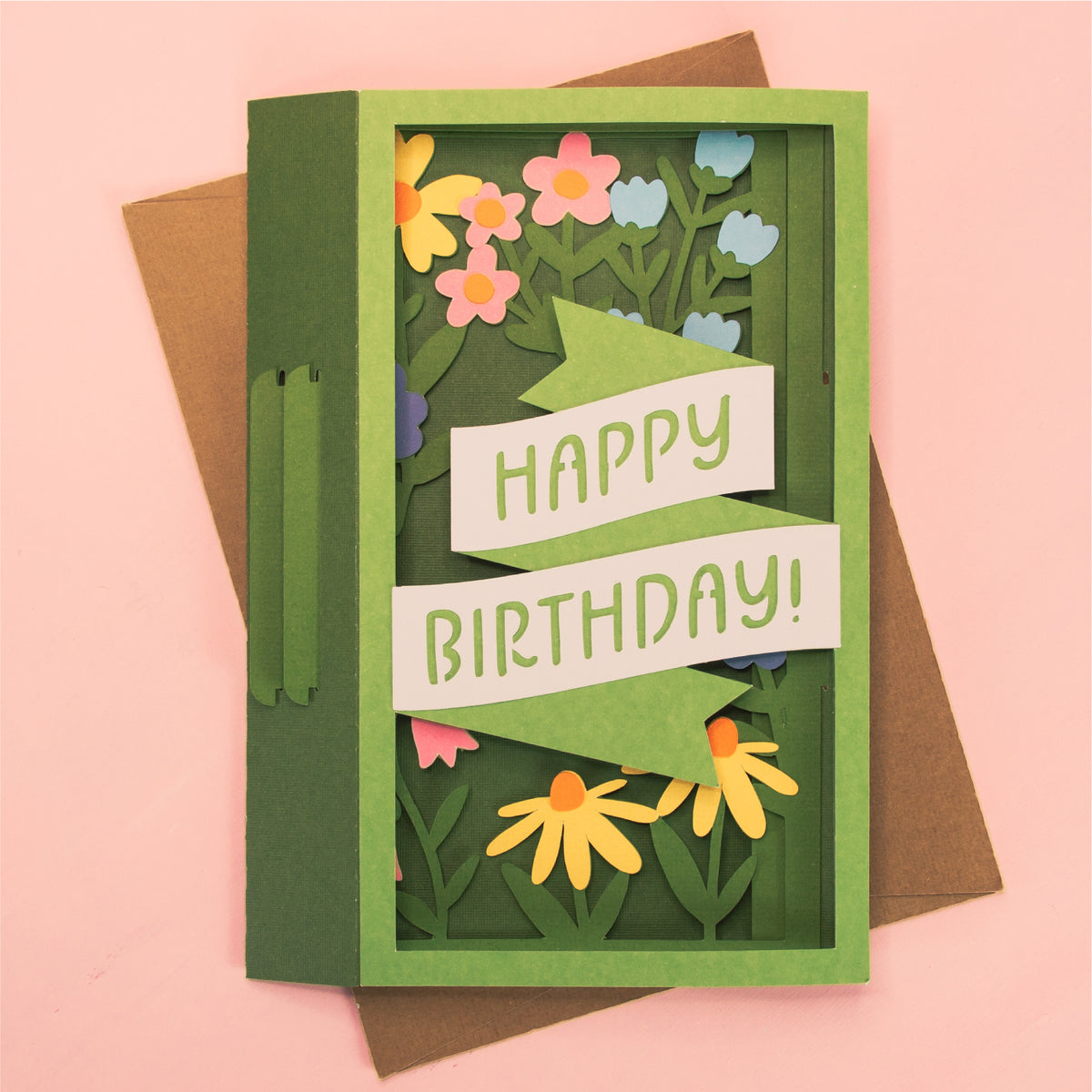 Floral Happy Birthday Card - 3D Birthday Card SVG