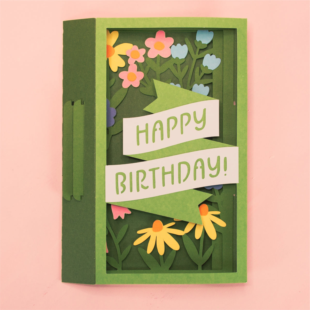 Floral Happy Birthday Card - 3D Birthday Card SVG