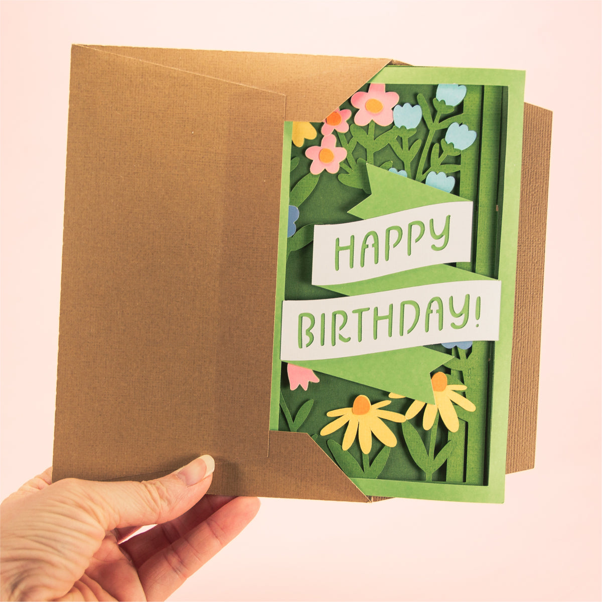 Floral Happy Birthday Card - 3D Birthday Card SVG