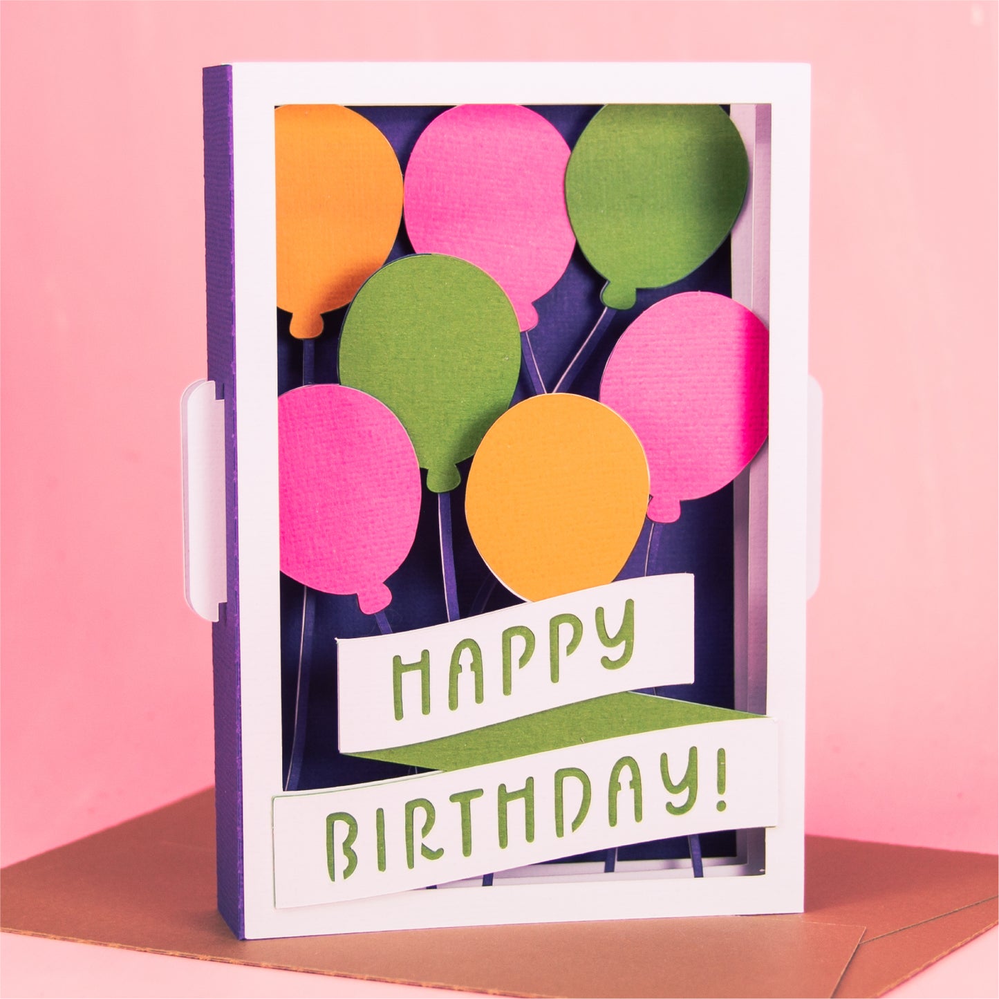 Happy Birthday Layered Balloons Card - 3D Birthday Card SVG