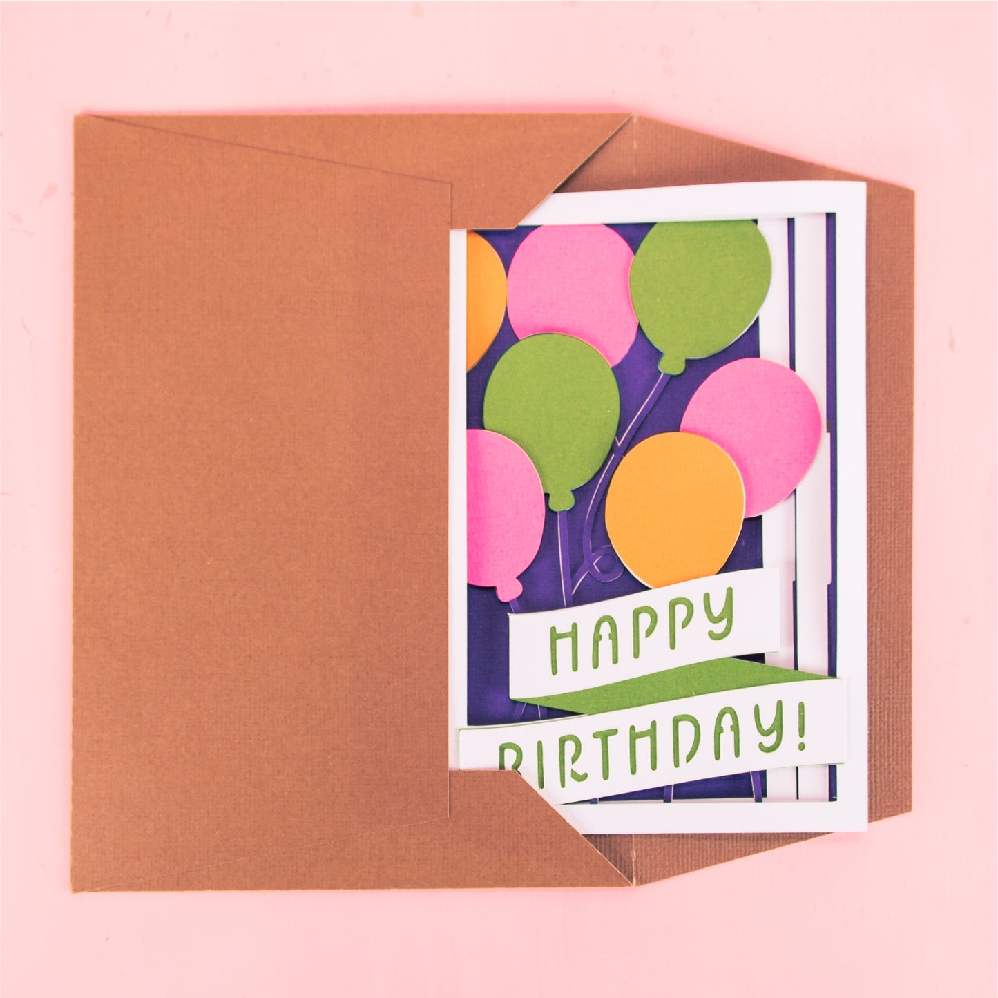 Happy Birthday Layered Balloons Card - 3D Birthday Card SVG