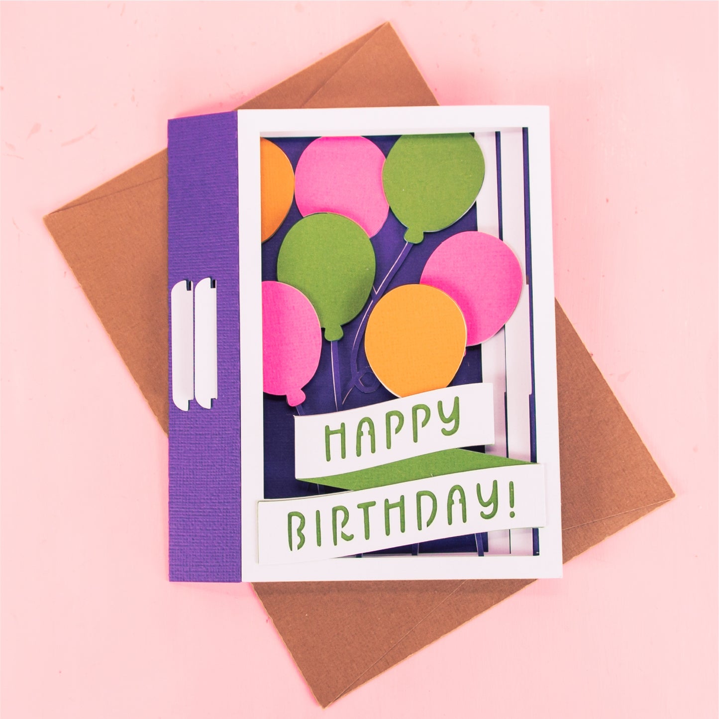 Happy Birthday Layered Balloons Card - 3D Birthday Card SVG