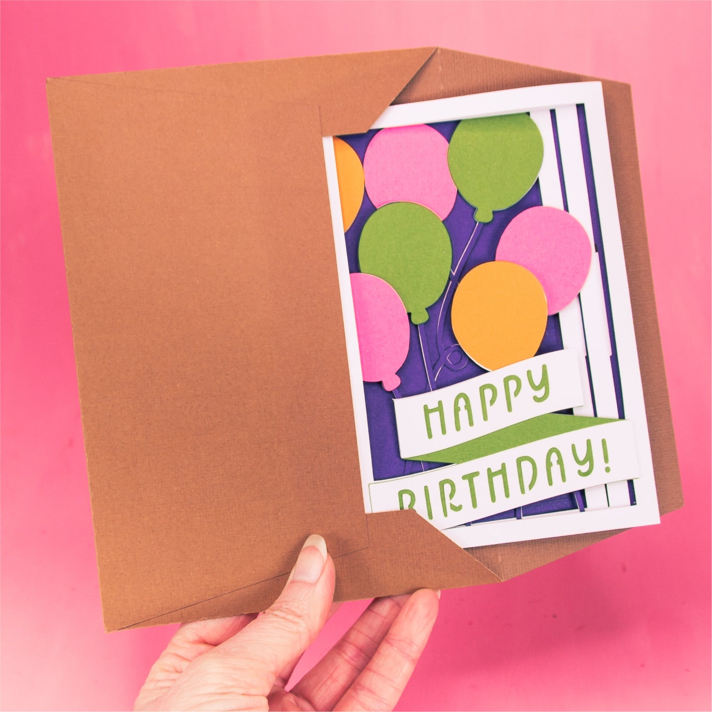 Happy Birthday Layered Balloons Card - 3D Birthday Card SVG
