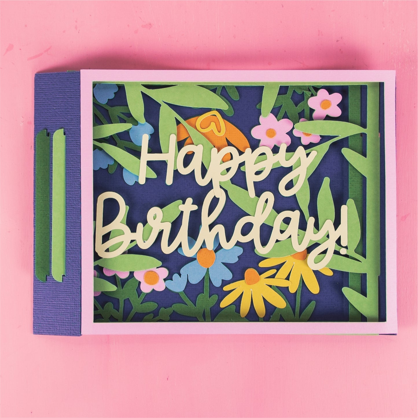 Birthday Card Layered with Flowers - 3D Birthday Card SVG