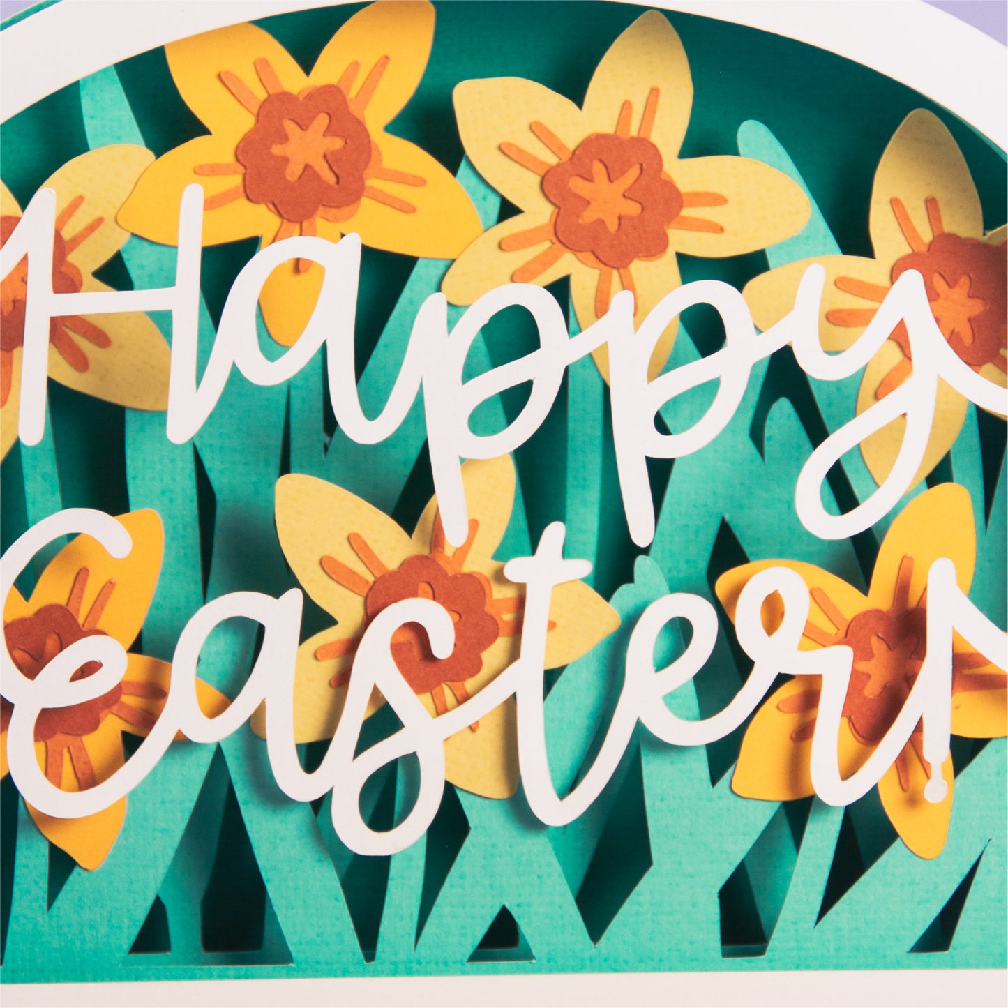 Daffodils Happy Easter Card - Shadow Box Card SVG