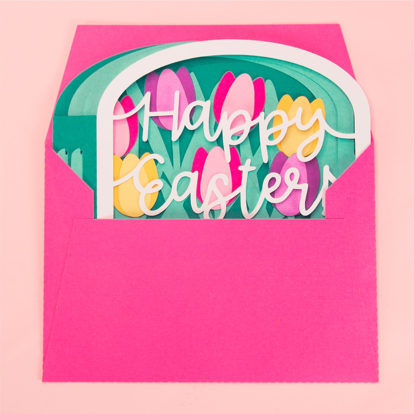 Tulips Happy Easter Card - Shadow Box Card SVG