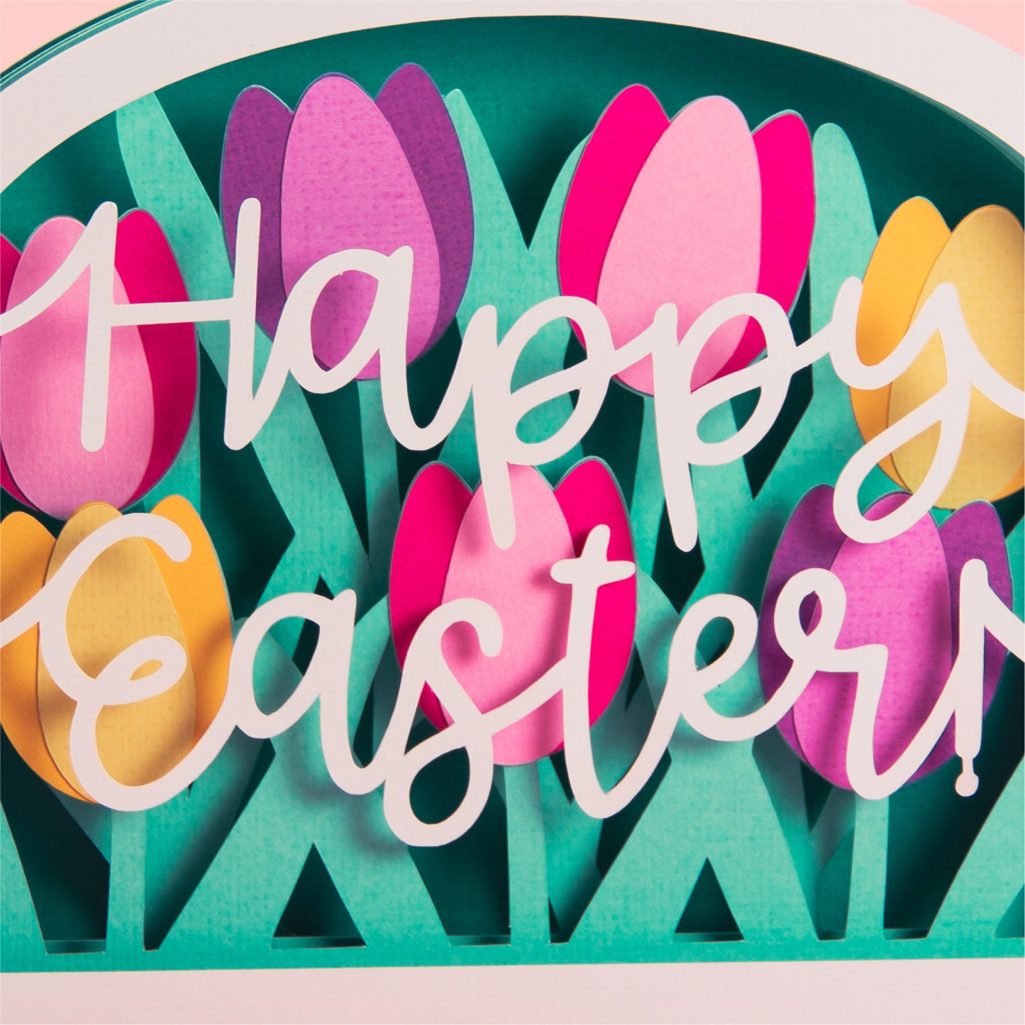 Tulips Happy Easter Card - Shadow Box Card SVG