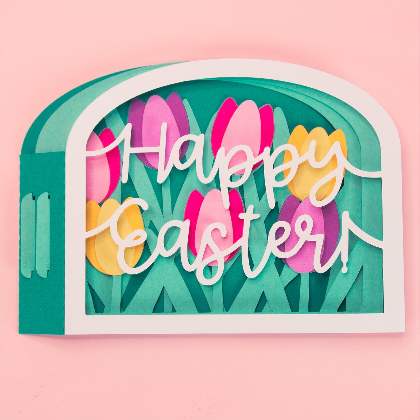 Tulips Happy Easter Card - Shadow Box Card SVG