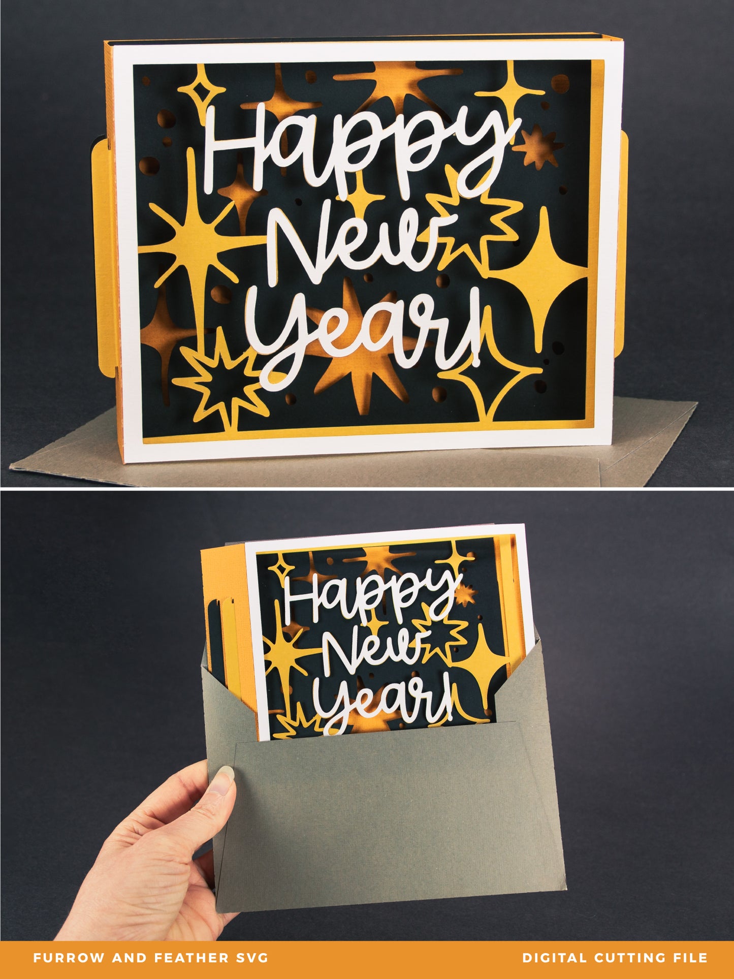 Happy New Year Card - 3D New Years Card SVG