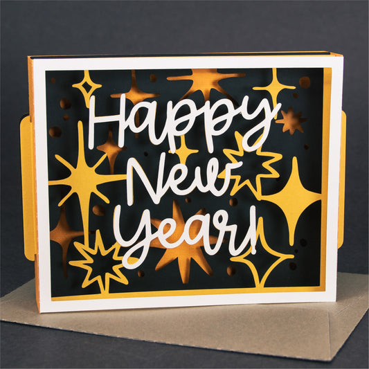 Happy New Year Card - 3D New Years Card SVG