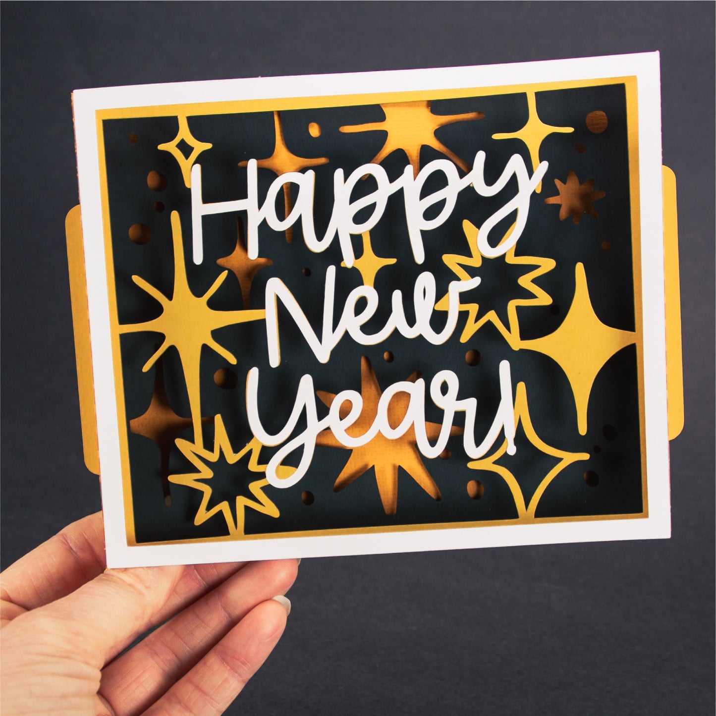 Happy New Year Card - 3D New Years Card SVG