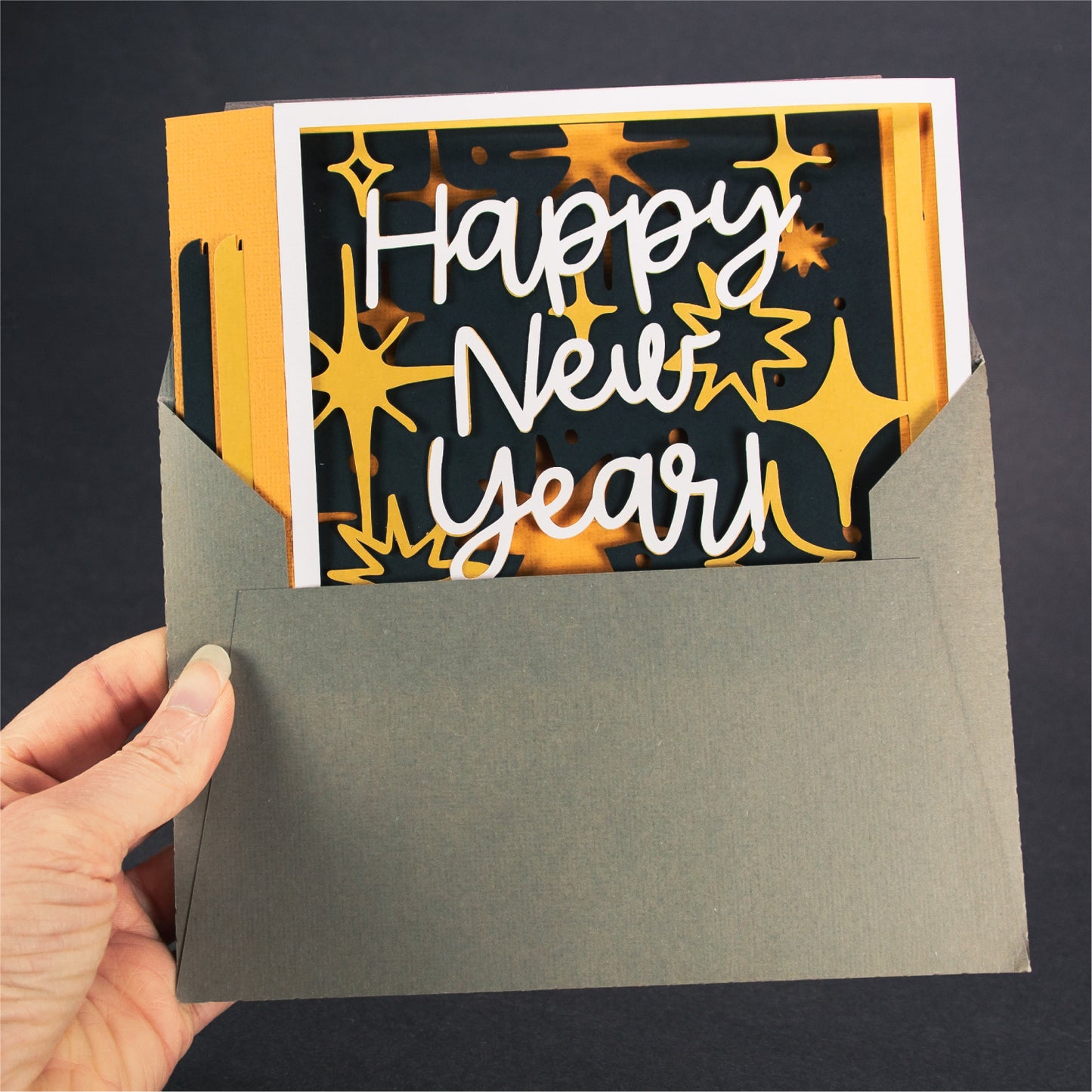 Happy New Year Card - 3D New Years Card SVG