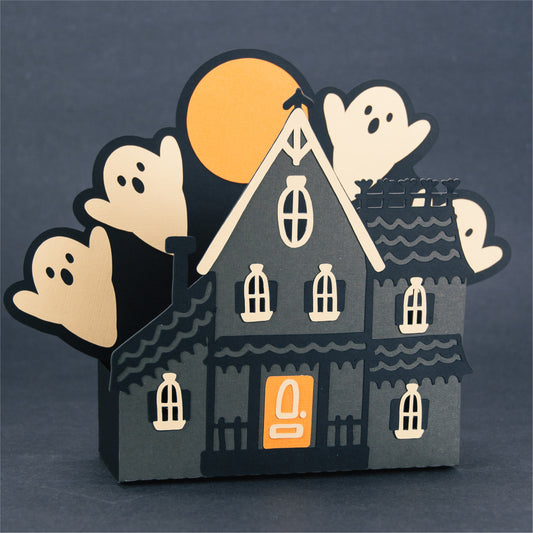 Haunted House Gift Box SVG - 3D Halloween SVG